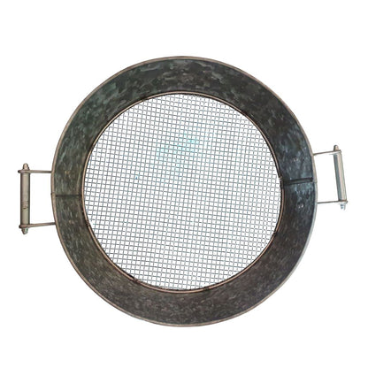 Round Galvanized Steel Compost Sifter with Wire Mesh Design Base, Antique Silver - View 2