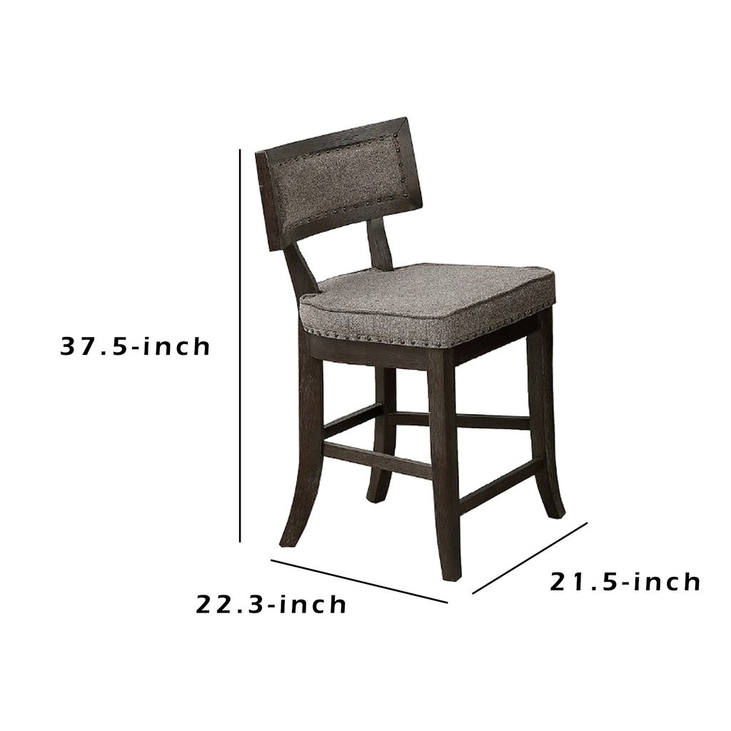 Curved Top Wooden High Chair with Flared Legs, Set of 2, Gray - View 6