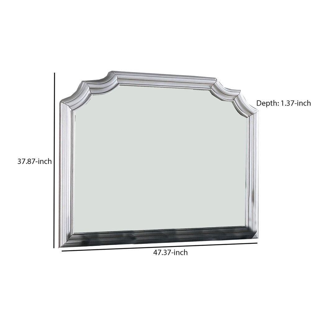 Mirror with Scooped Corner and Molded Detail, Silver - View 6