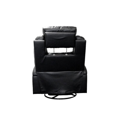 Contemporary Polyurethane Upholstered Metal Rocker Recliner with Swivel, Black - View 5