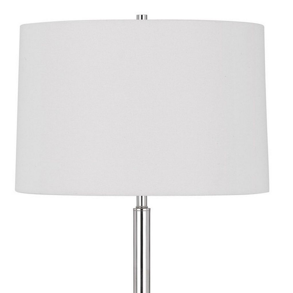 Ava 61 Inch Modern Floor Lamp, Glass Tray Table, 1 USB Port, Glossy, Chrome - View 2