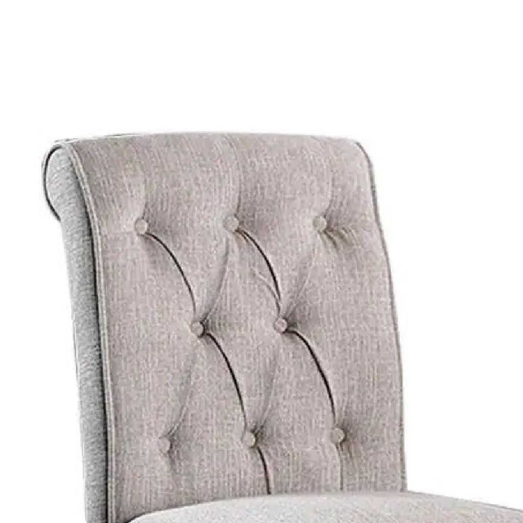 Wooden Fabric Upholstered Counter Height Chair, Cream And Brown, Pack Of Two - View 3