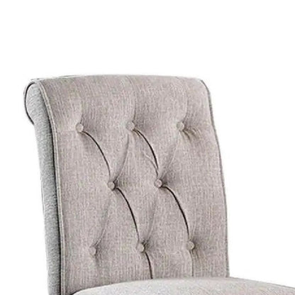 Wooden Fabric Upholstered Counter Height Chair, Cream And Brown, Pack Of Two - View 3