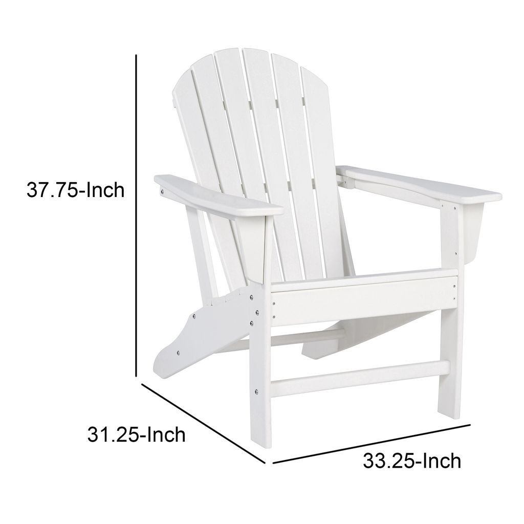 Contemporary Plastic Adirondack Chair with Slatted Back, White - View 5