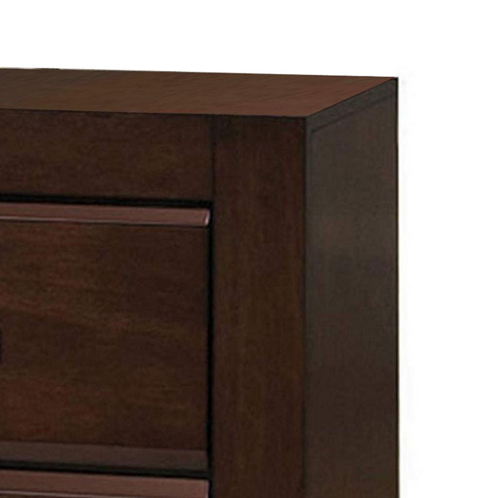 Wooden Two Drawer Nightstand In Walnut Finish - View 2