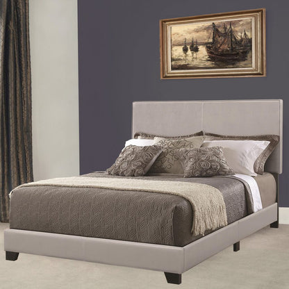 Leather Upholstered California King Size Platform Bed, Gray - View 7