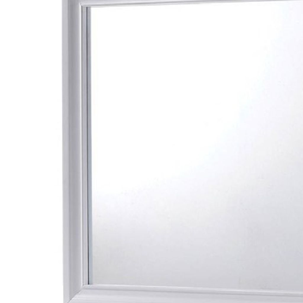 Wall Mirror with Molded Wooden Frame, White - View 4