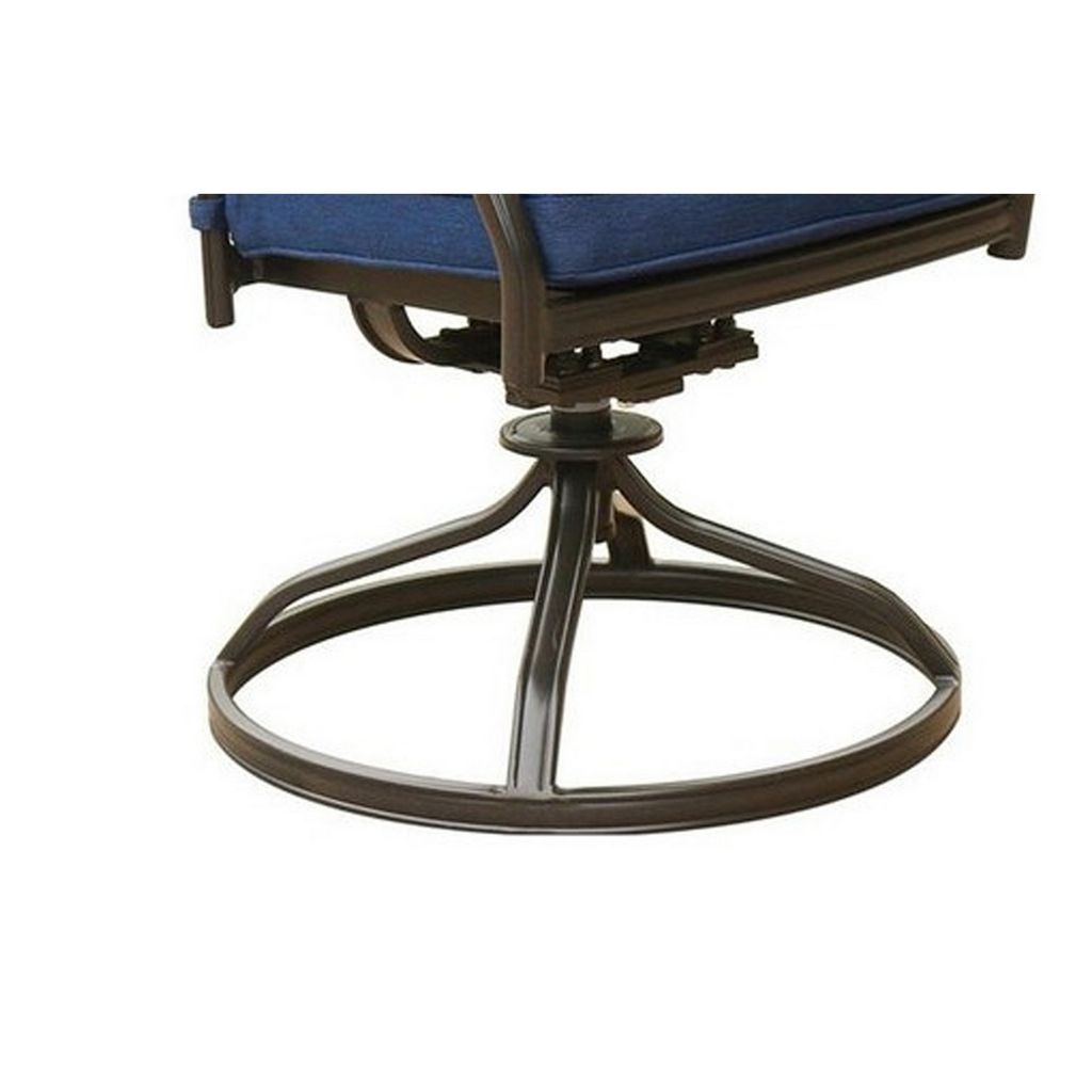 Wynn 25 Inch Modern Patio Dining Swivel Chair with Cushion, Set of 2, Blue - View 4