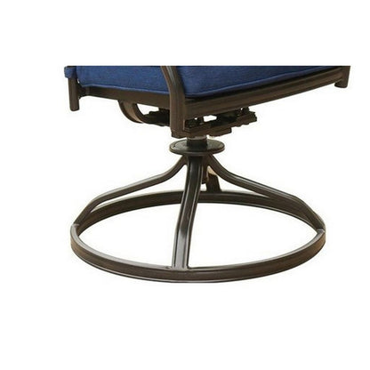 Wynn 25 Inch Modern Patio Dining Swivel Chair with Cushion, Set of 2, Blue - View 4