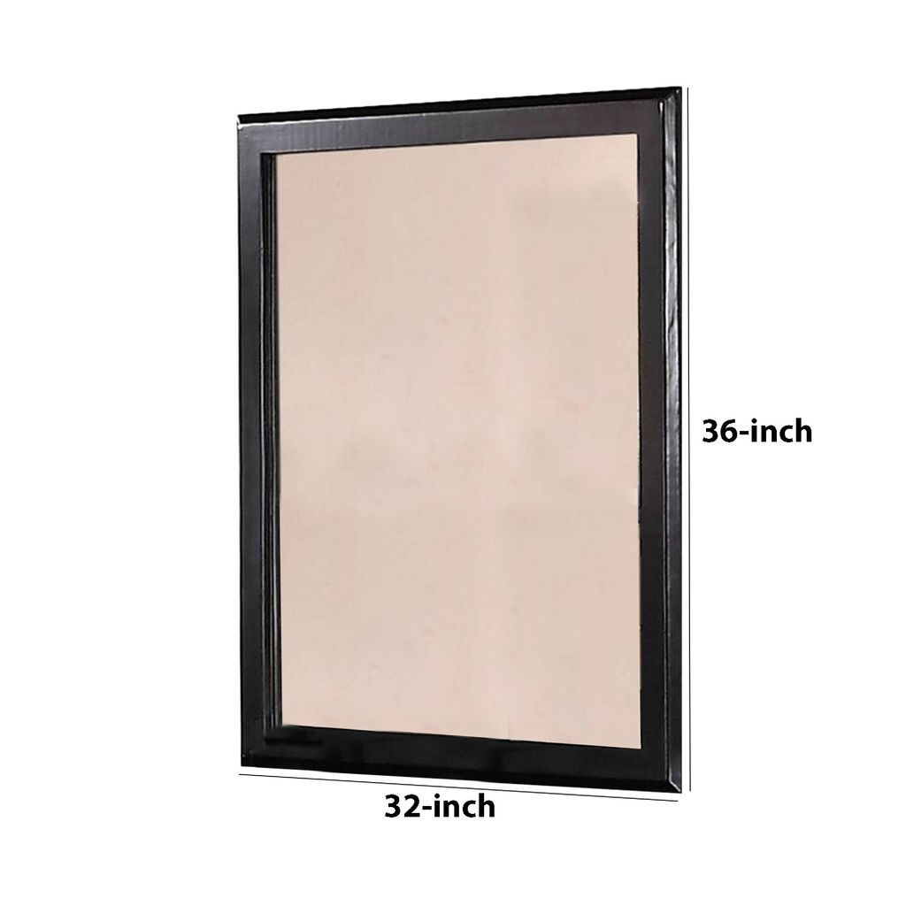 36 Inches Rectangular Wood Encased Mirror, Black - View 6