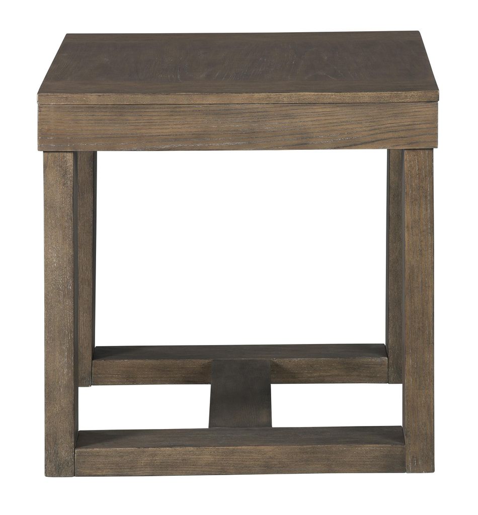 Grained Wooden Frame End Table with Trestle Base, Taupe Brown - View 3