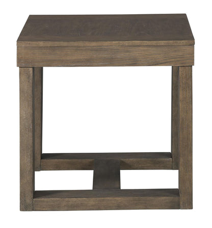 Grained Wooden Frame End Table with Trestle Base, Taupe Brown - View 3