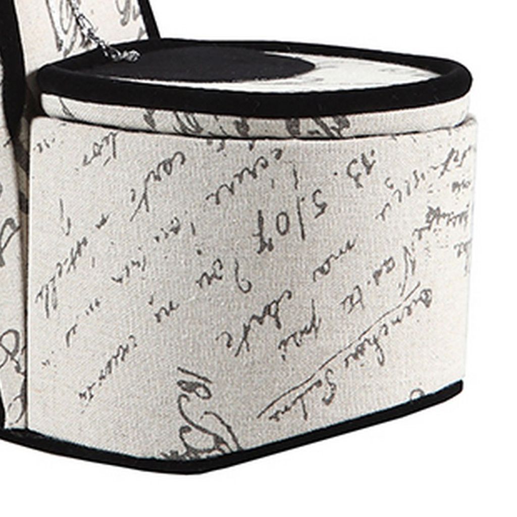 High Heel Script Shoe Jewelry Box with 3 Hooks, Beige and Black - View 4