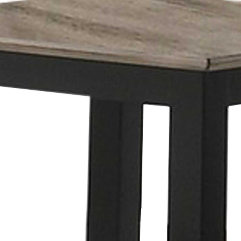 Wooden End Table with One Open Shelf, Black and Gray - View 4