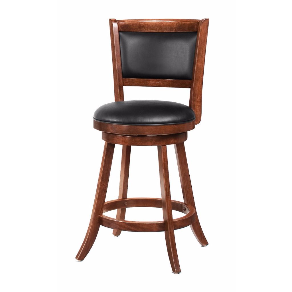 Counter Height Stool with Upholstered Seat, Brown, Set of 2