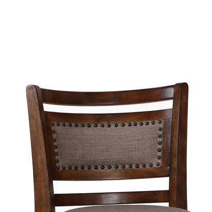 Curved Swivel Counter Chair, Fabric Padded Seating, Brown - View 2