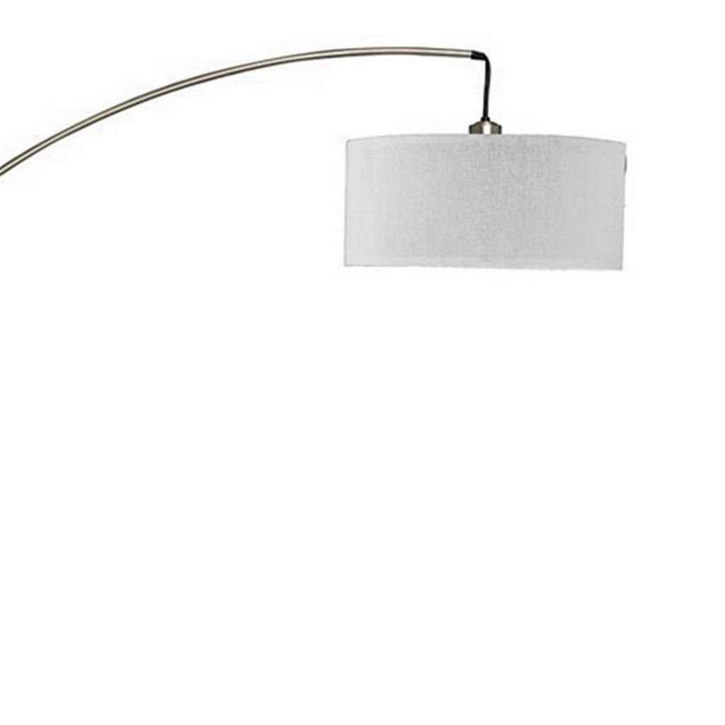 Floor Lamp with Arched Extendable Neck and Marble Base, Silver - View 3