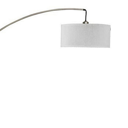 Floor Lamp with Arched Extendable Neck and Marble Base, Silver - View 3