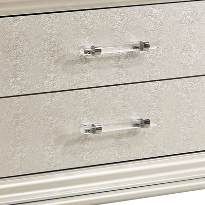 2 Drawer Nightstand with Acrylic Feet and Crystal Accents, Silver - View 3