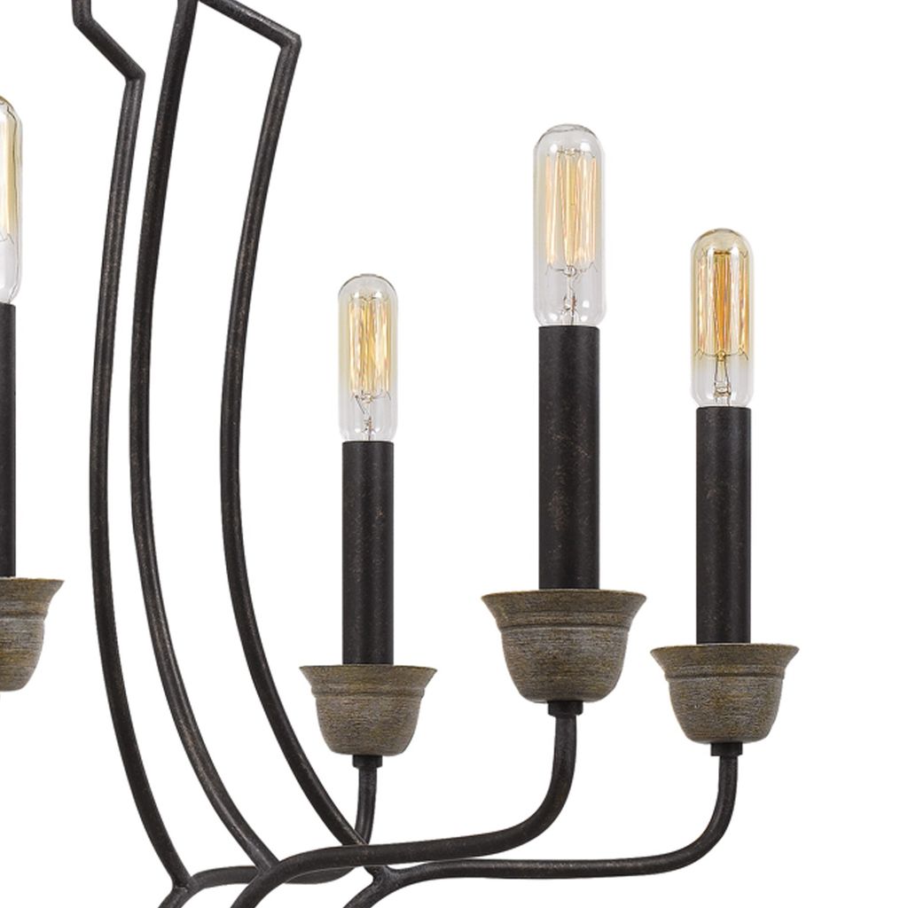 60 X 8 Watt Metal Chandelier with Tubular Frame, Textured Bronze - View 4