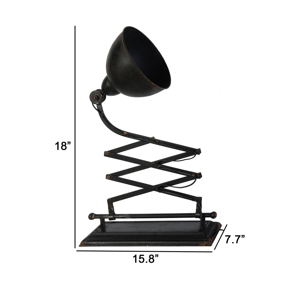 18 Inch Wall Mounted Lamp, Extendable Accordion Arm, Iron, Antique Black - View 5