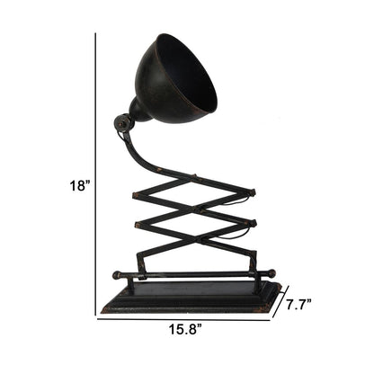 18 Inch Wall Mounted Lamp, Extendable Accordion Arm, Iron, Antique Black - View 5
