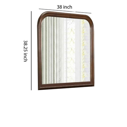 Arched Molded Design Wooden Frame Mirror, Cherry Brown and Silver - View 6