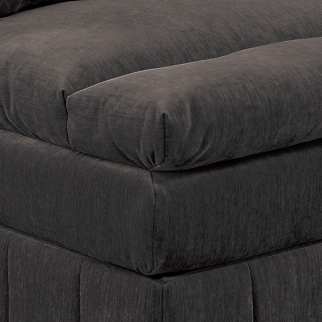 Luna 35 Inch Modular Armless Chair, 3 Layer Plush Cushion Seat, Dark Gray - View 3