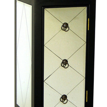 34 Inch Wood and Mirror Storage Chest with 1 Door, Black - View 5