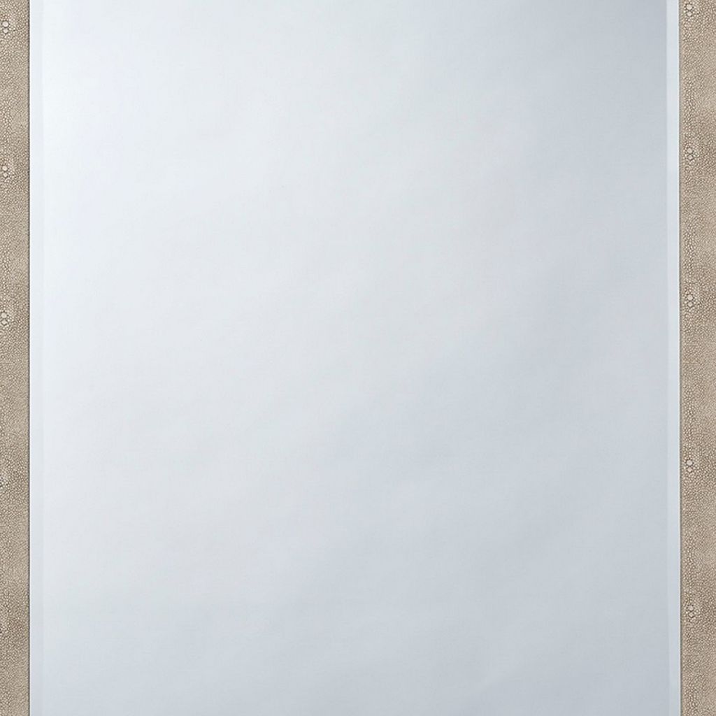 Structure 26 x 38 Modern Rectangular Mirror, Shargeen Texture, Bevel, Ivory - View 4