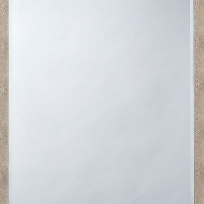 Structure 26 x 38 Modern Rectangular Mirror, Shargeen Texture, Bevel, Ivory - View 4