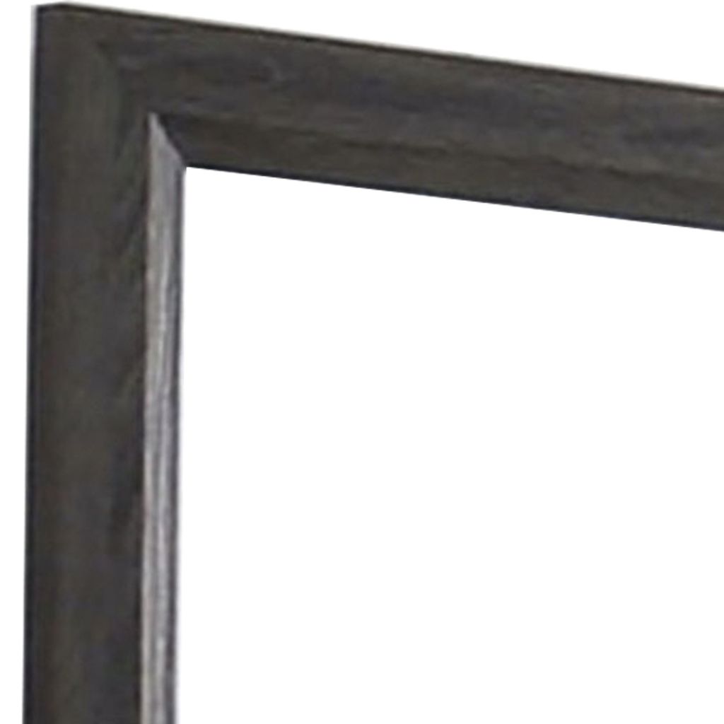 39 Inch Contemporary Wooden Frame Mirror, Gray - View 4