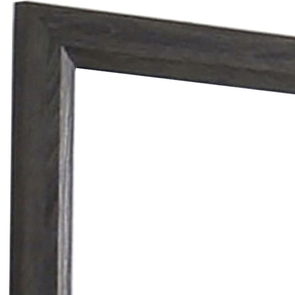 39 Inch Contemporary Wooden Frame Mirror, Gray - View 4