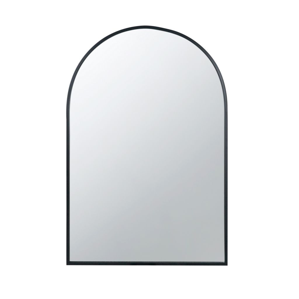 Cod 36 Inch Wall Mounted Mirror, Wide Arched Design Black Metal Frame