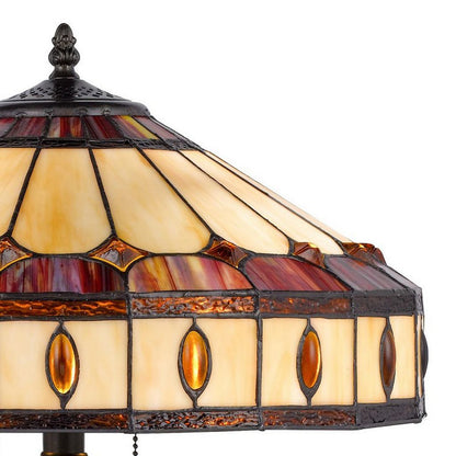 Xia 26 Inch Tiffany Style Vintage Table Lamp, Glass Shade, Antique Bronze - View 2