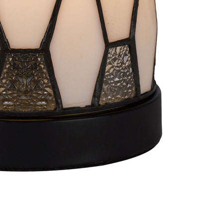 Eli 9 Inch Accent Lamp, Hand Painted Cylinder Tiffany Style Shade, Bronze - View 4