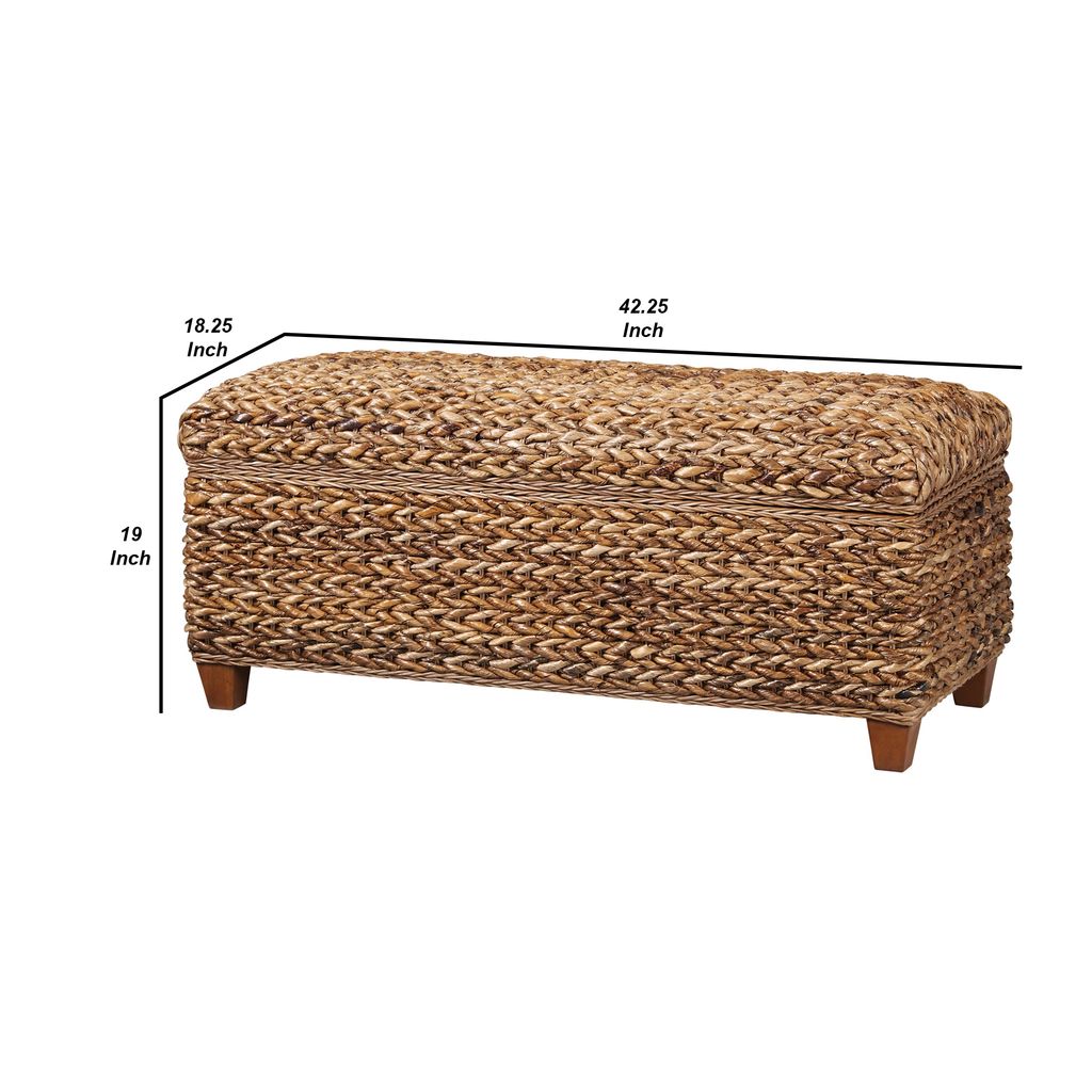 Modern Wood & Woven Abaca Trunk, Rustic Brown - View 6