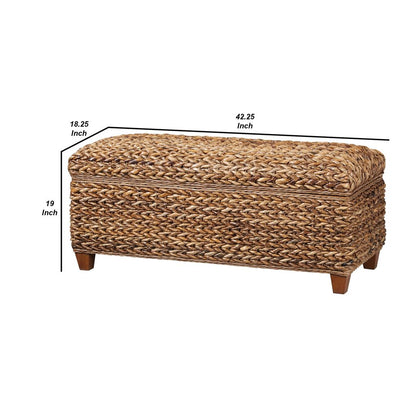 Modern Wood & Woven Abaca Trunk, Rustic Brown - View 6