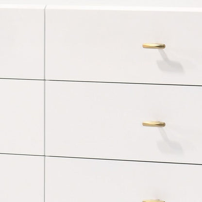 6 Drawer Wooden Dresser with Metal Hairpin Legs, White and Gold - View 2