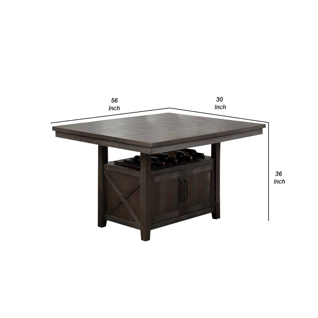 Wooden Counter Height Table with Cabinet and Butterfly Leaf, Gray - View 6