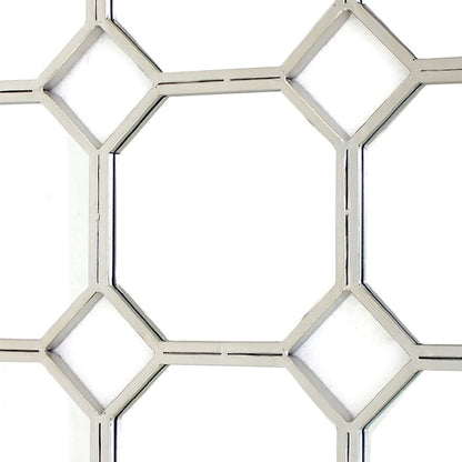 Metal Wall Mirror with Nine Connected Octagonal Mirror Shapes, Silver - View 3
