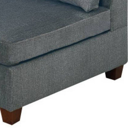 37 Inches Fabric Upholstered Wooden Corner Wedge, Gray - View 2
