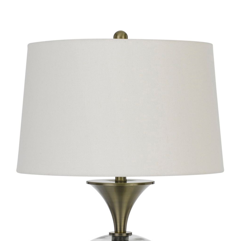 46 Inch Metal And Glass Globe Table Lamp, Dimmer, Brass Finish - View 3