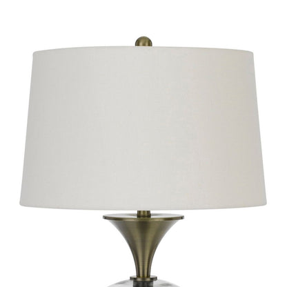 46 Inch Metal And Glass Globe Table Lamp, Dimmer, Brass Finish - View 3