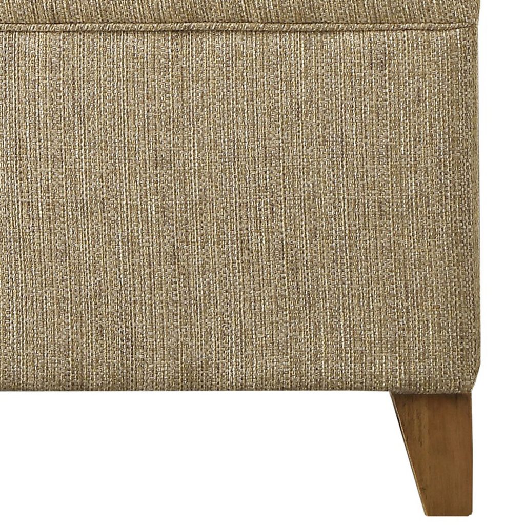 Rectangular Fabric Upholstered Wooden Ottoman with Lift Top Storage, Brown - View 5