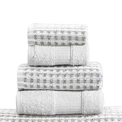 Porto 6 Piece Dual Tone Towel Set with Jacquard Grid Pattern The Urban Port, White - View 3