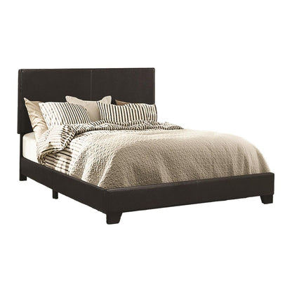 Leather Upholstered California King Size Platform Bed, Black - View 3