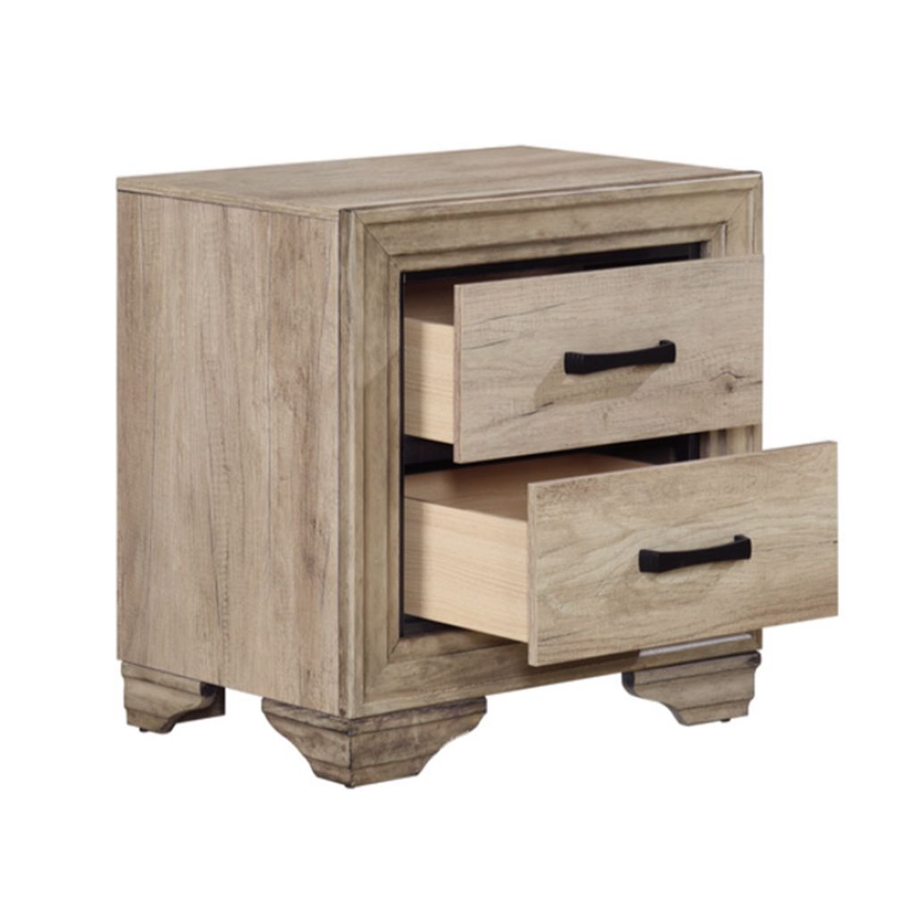 Wooden Night Stand With 2 Drawers In Brown - View 4