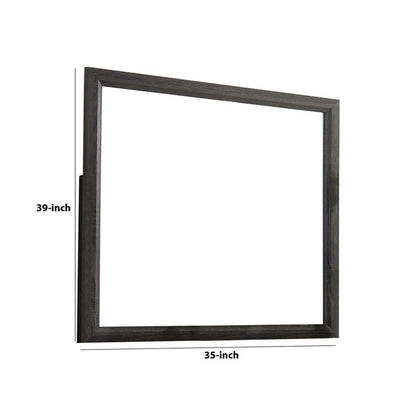 39 Inch Contemporary Wooden Frame Mirror, Gray - View 6