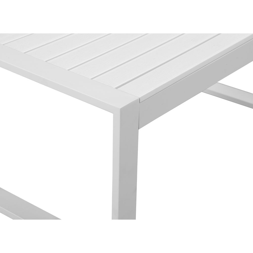 Lark 35 Inch Outdoor Coffee Table, White Aluminum Frame, Polyresin Top - View 3